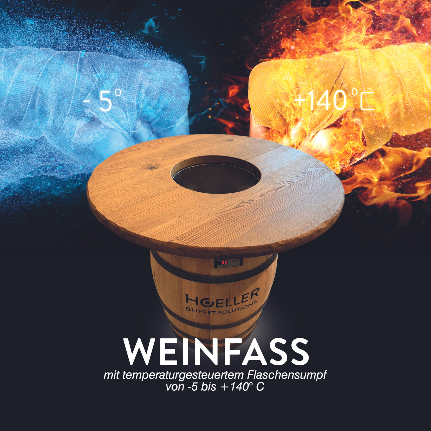 Weinfass mit Kalt-Warm Einsatz/Sumpf